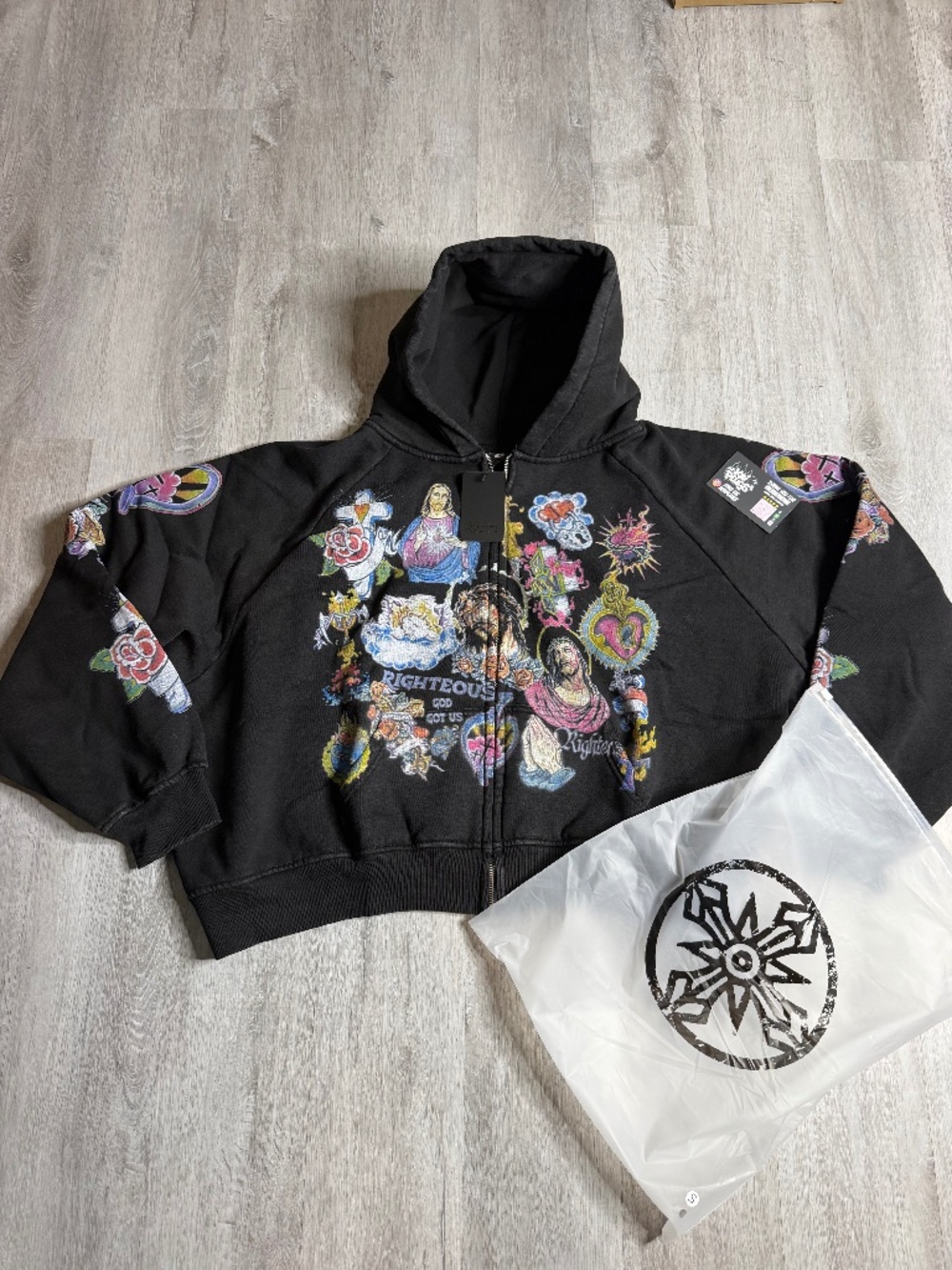 NEW* Black Righteous Zip Up Hoodie Sizes Small, Medium, Large, And XL 100% Real